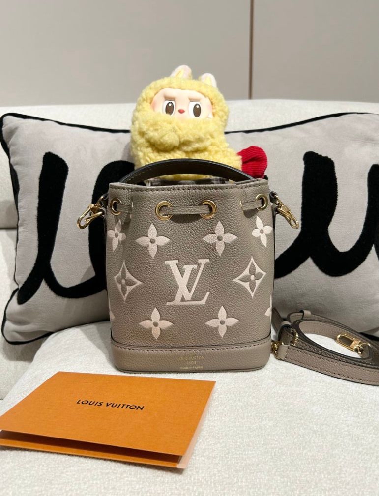 Lv Nano noe M46291 Bicolor Monogram Empreinte Leather 100%Authentic,98%New ✅專門店收據✅塵袋✅Box