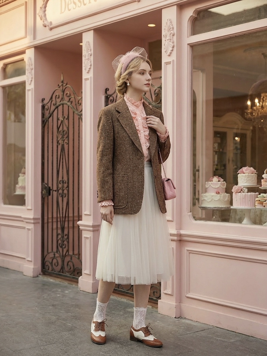 Chocolate Mousse英倫經典點紋絨紳士西裝