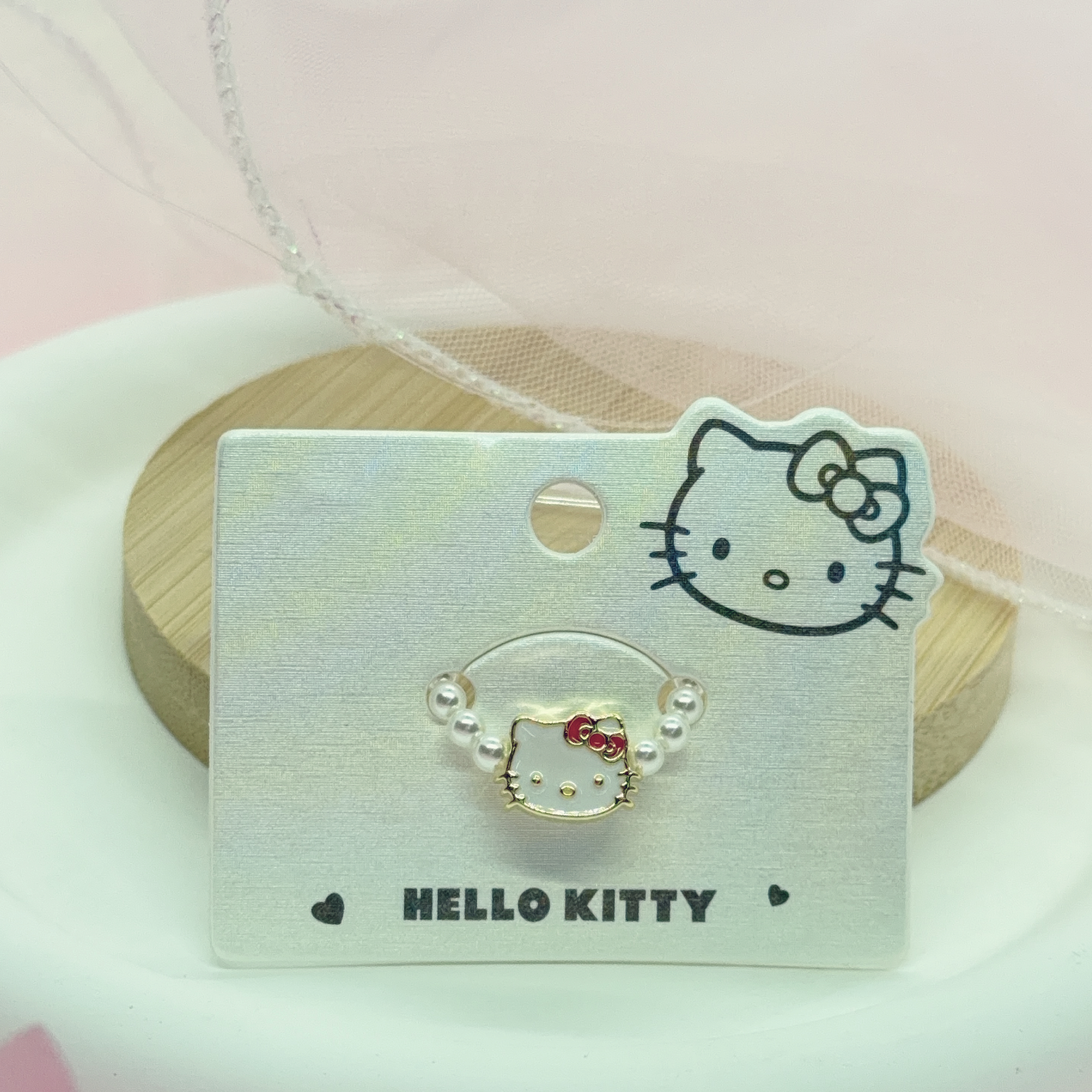 Kitty 珍珠橡筋戒指
