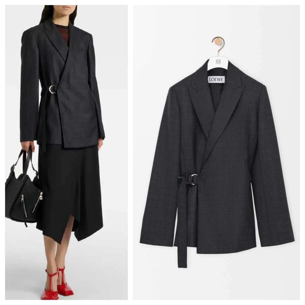 LOEWE 格紋羊毛西裝外套