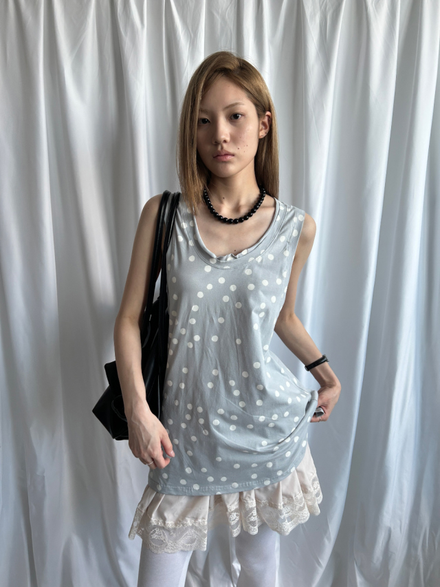 Polka Dot Cutout Tank Top