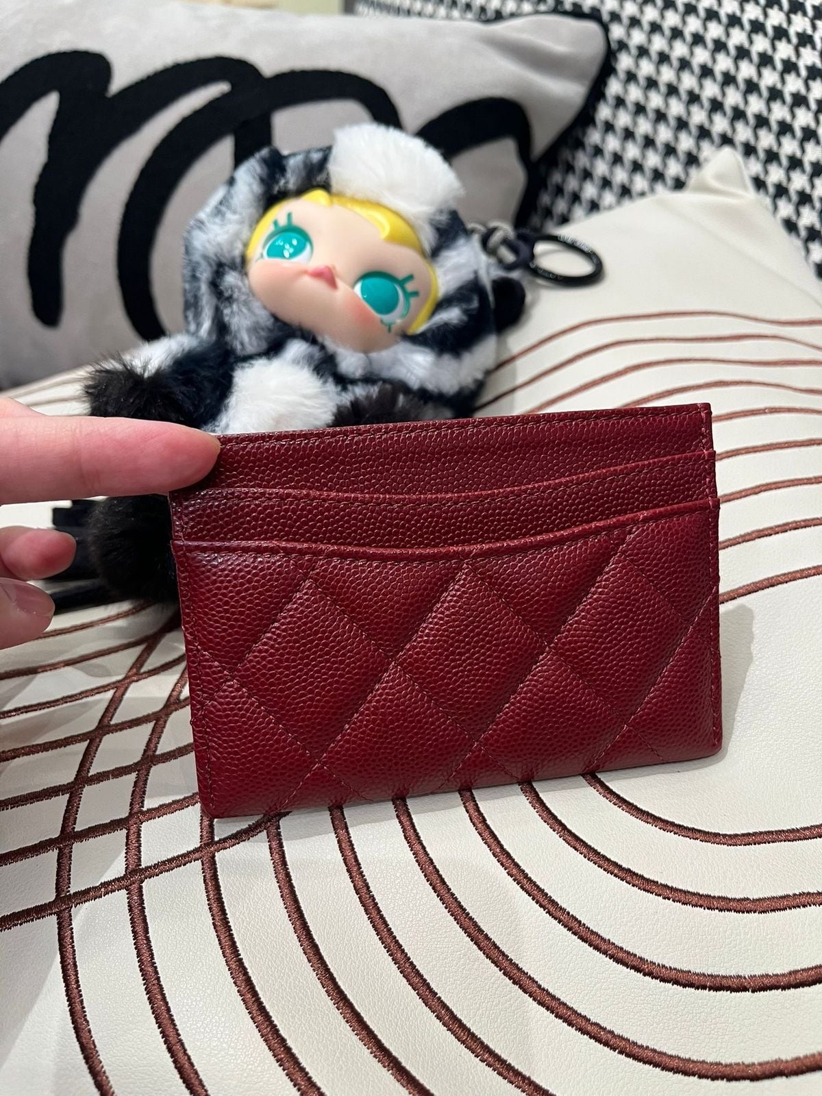 未使用品Chanel card holder 酒紅色荔枝牛皮 100%Authentic,unused✅28card✅dust bag