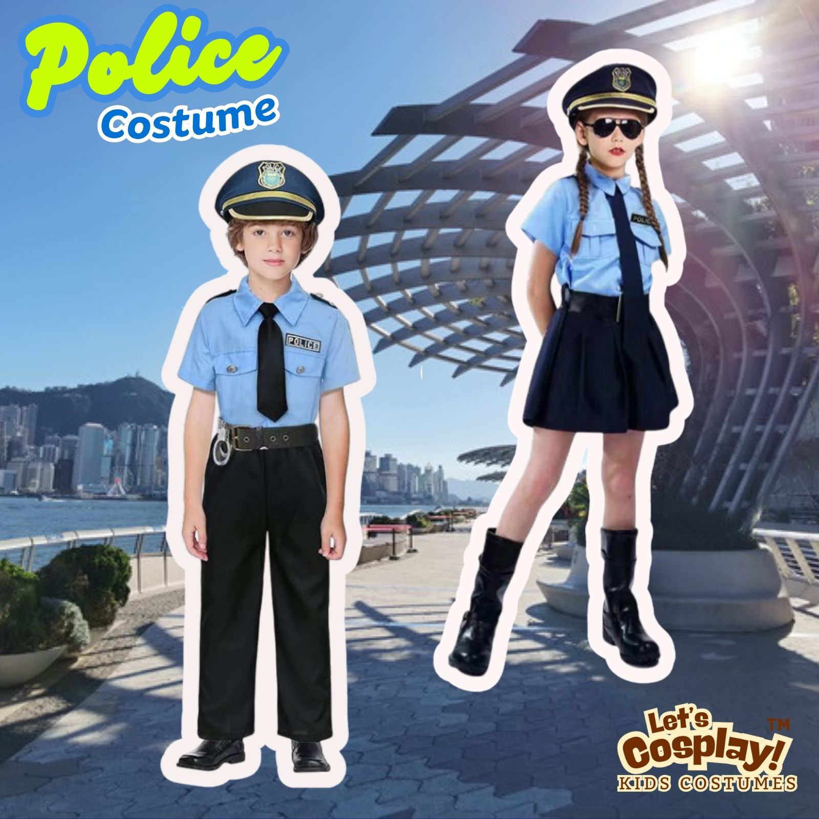 男童警察服 兒童警察制服 Police Costume for kids and boys 職業體驗日 Career Day 學校表演 萬聖節角色扮演 香港現貨 Lets Cosplay