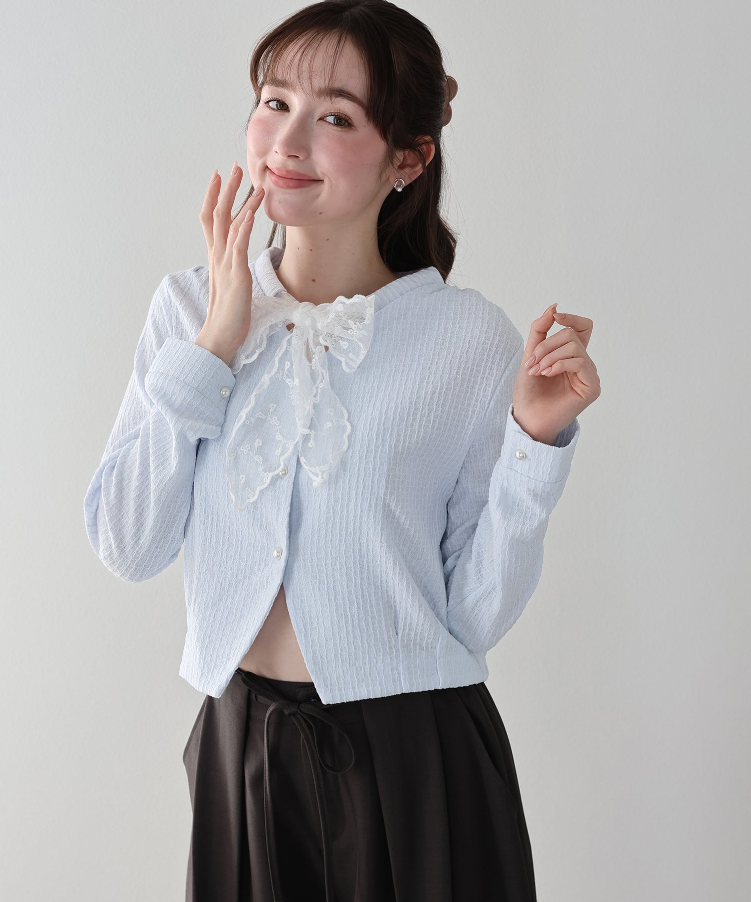 <JP> Lace Ribbon Nekopos Cardigan* 3色入 <預購>