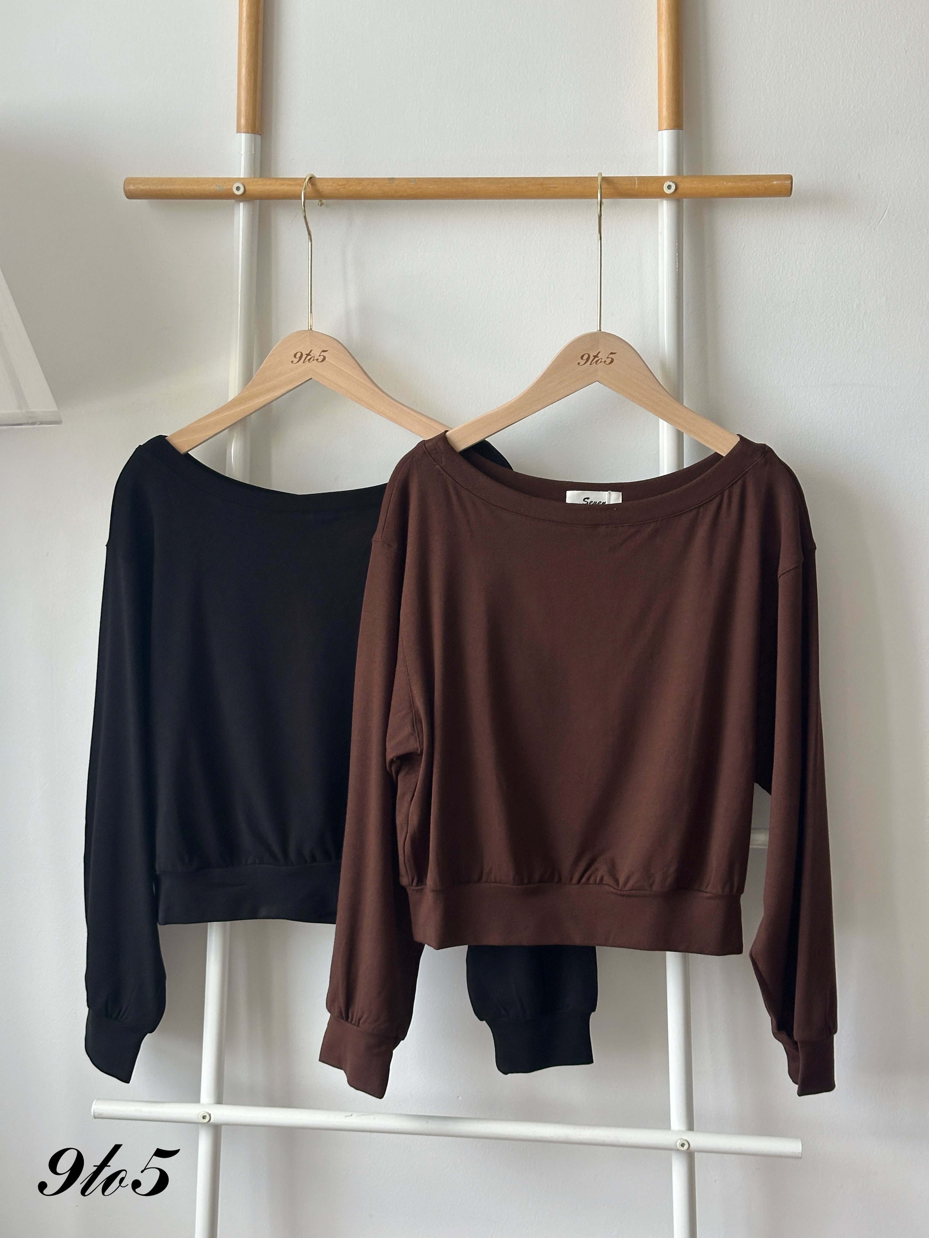 T4356 Long Sleeve Boat Neck Top - 3 Colors 