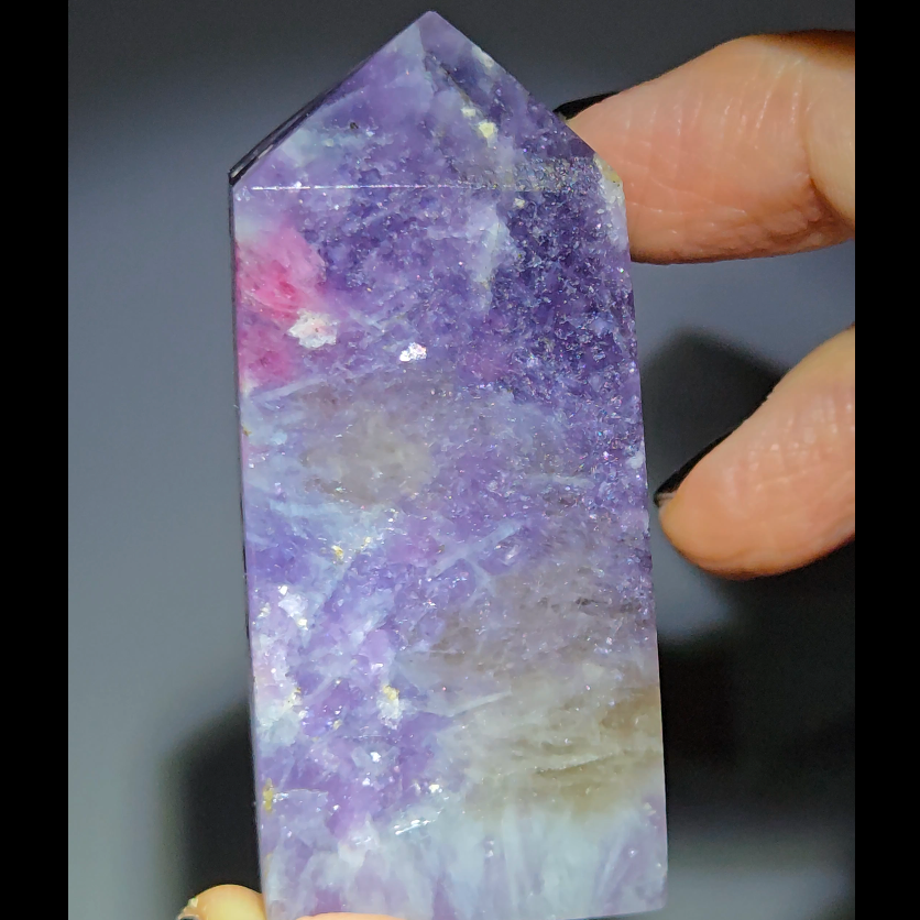 Unicorn stone with pink tourmaline, sparkly mica - UNC9