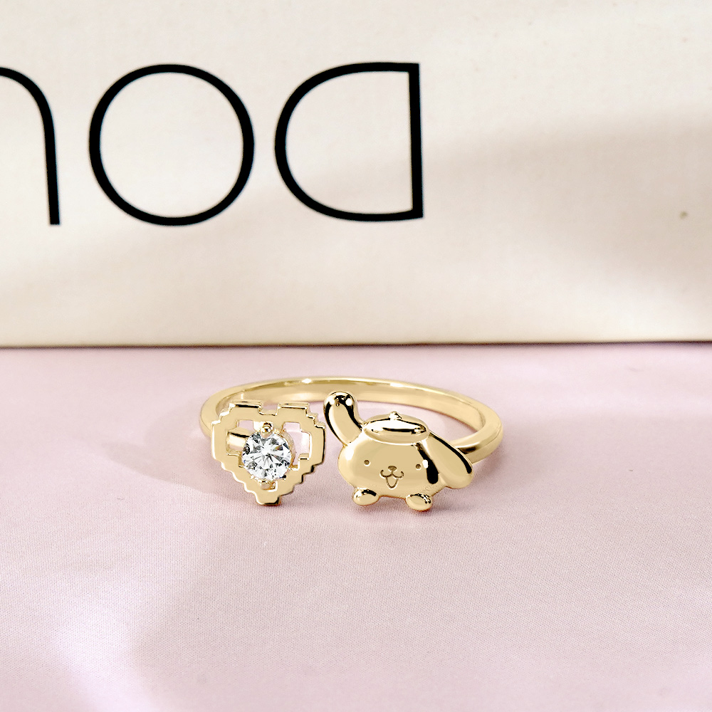 📦訂購 台灣限定 三麗鷗 SanrioＸSTORY 故事銀飾 30週年系列 Pom Pom Purin 布丁狗像素雷刻晶鑽純銀戒指