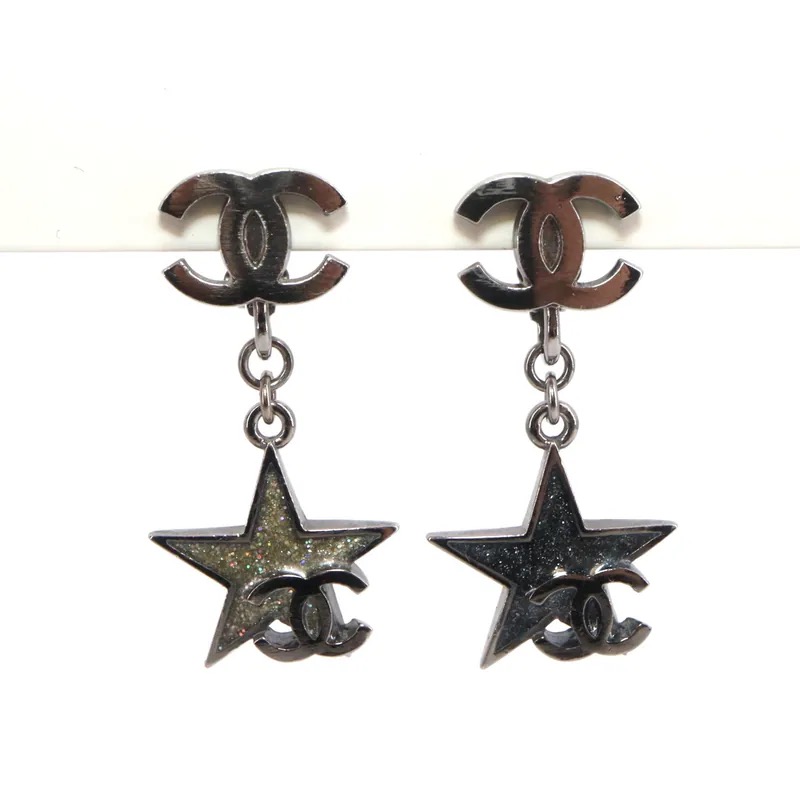 Chanel Coco Mark Star Drop Clip-on Earrings