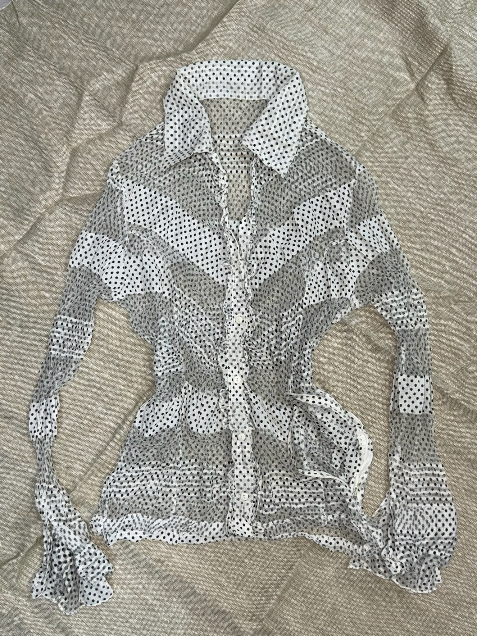 Sheer Mesh Polka Dot Top