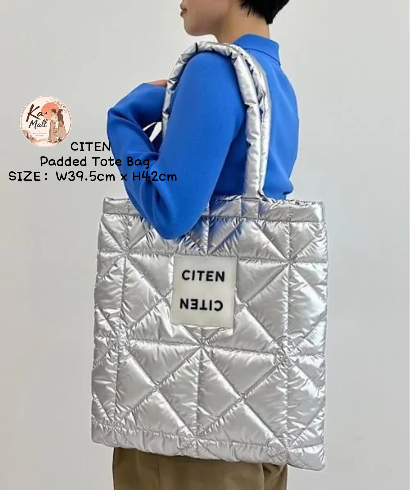 CITEN 菱格紋鋪棉托特包 (W39.5cm x H42cm) 多色可選