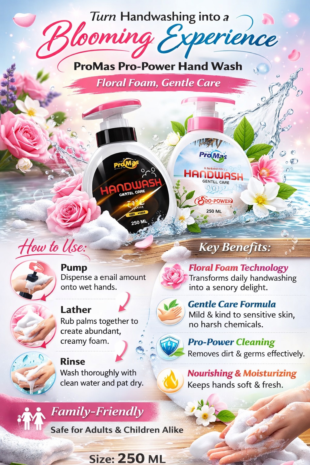 Pro-Power Flower-Foam Hand Wash (Summer & C'5)  250ML (Buy 1 Get 1 Free) – Total 500ML 