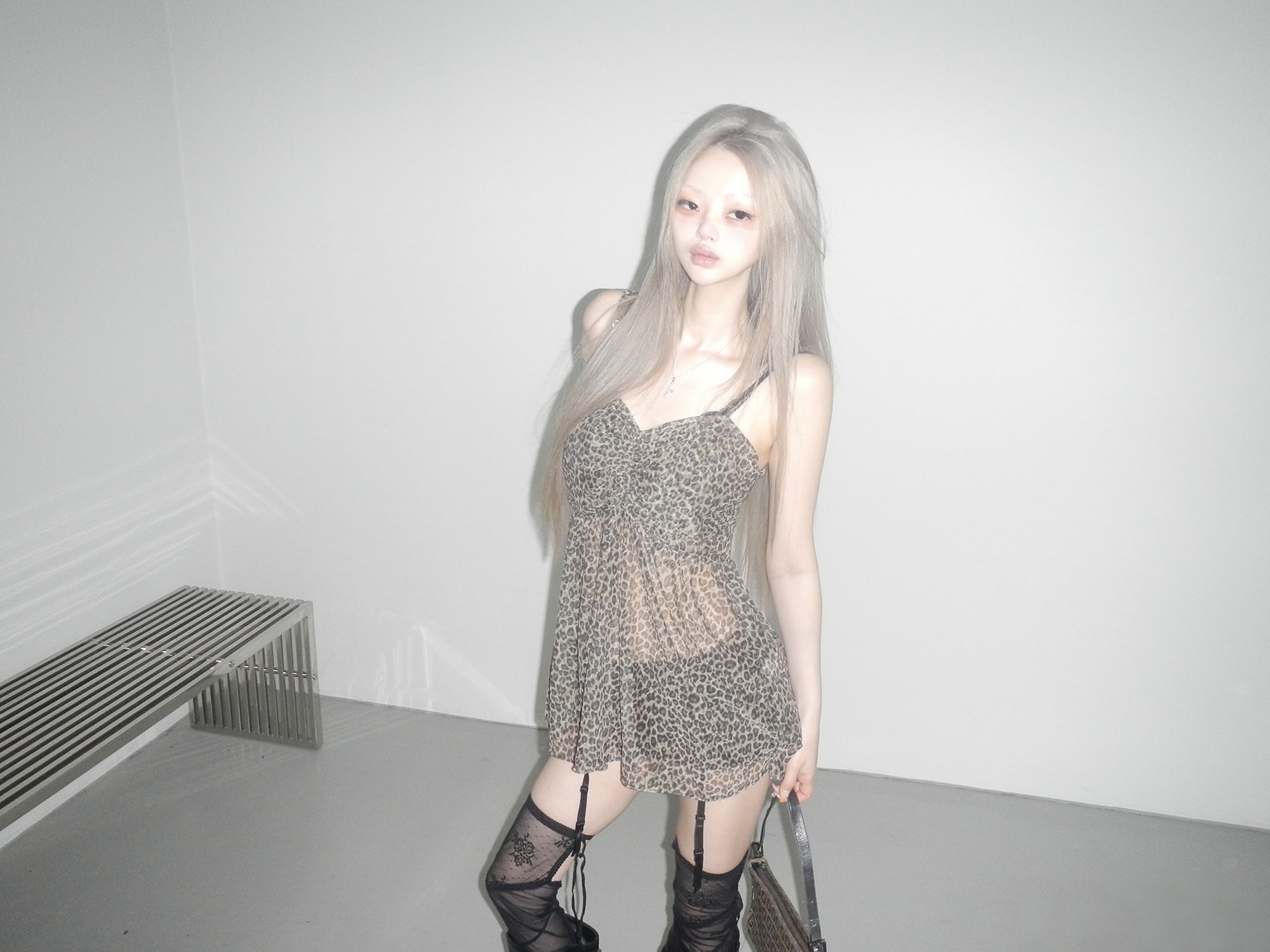 Leopard Mesh Cami Dress