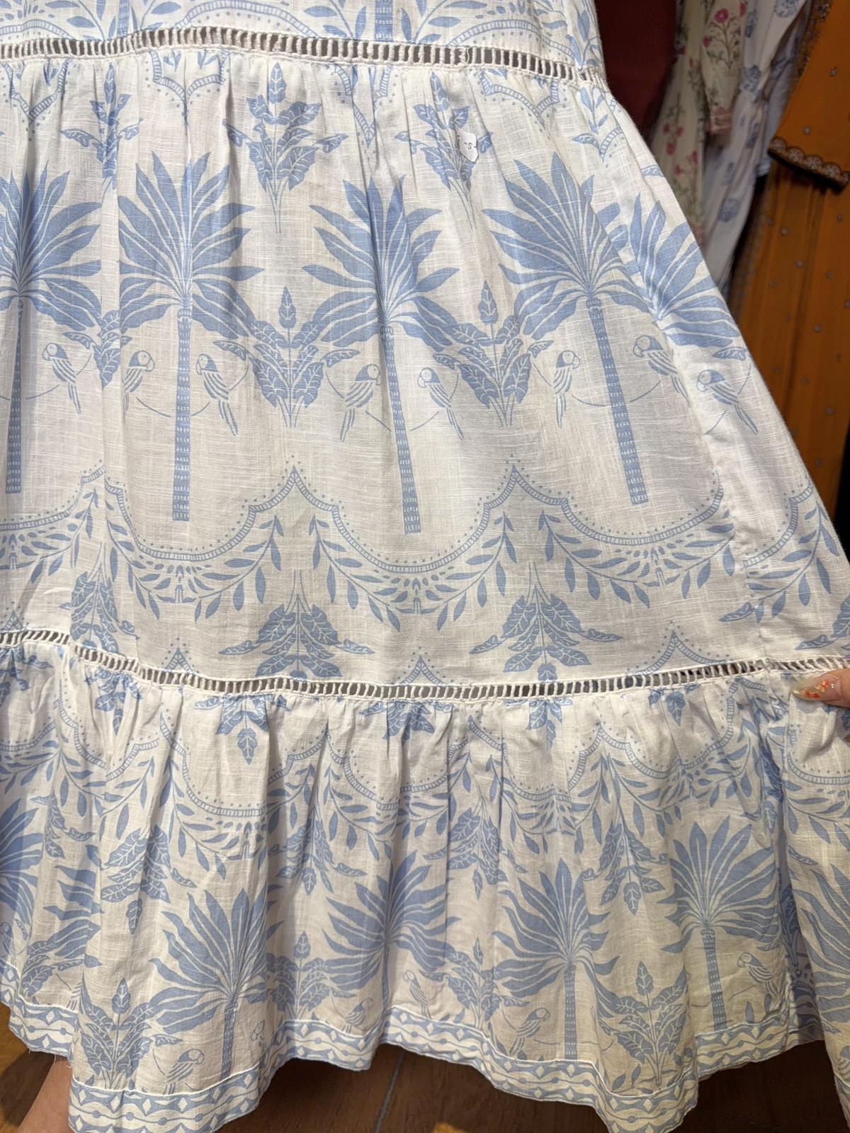 Light Blue Palm Tree 3 layer Skirt #1475