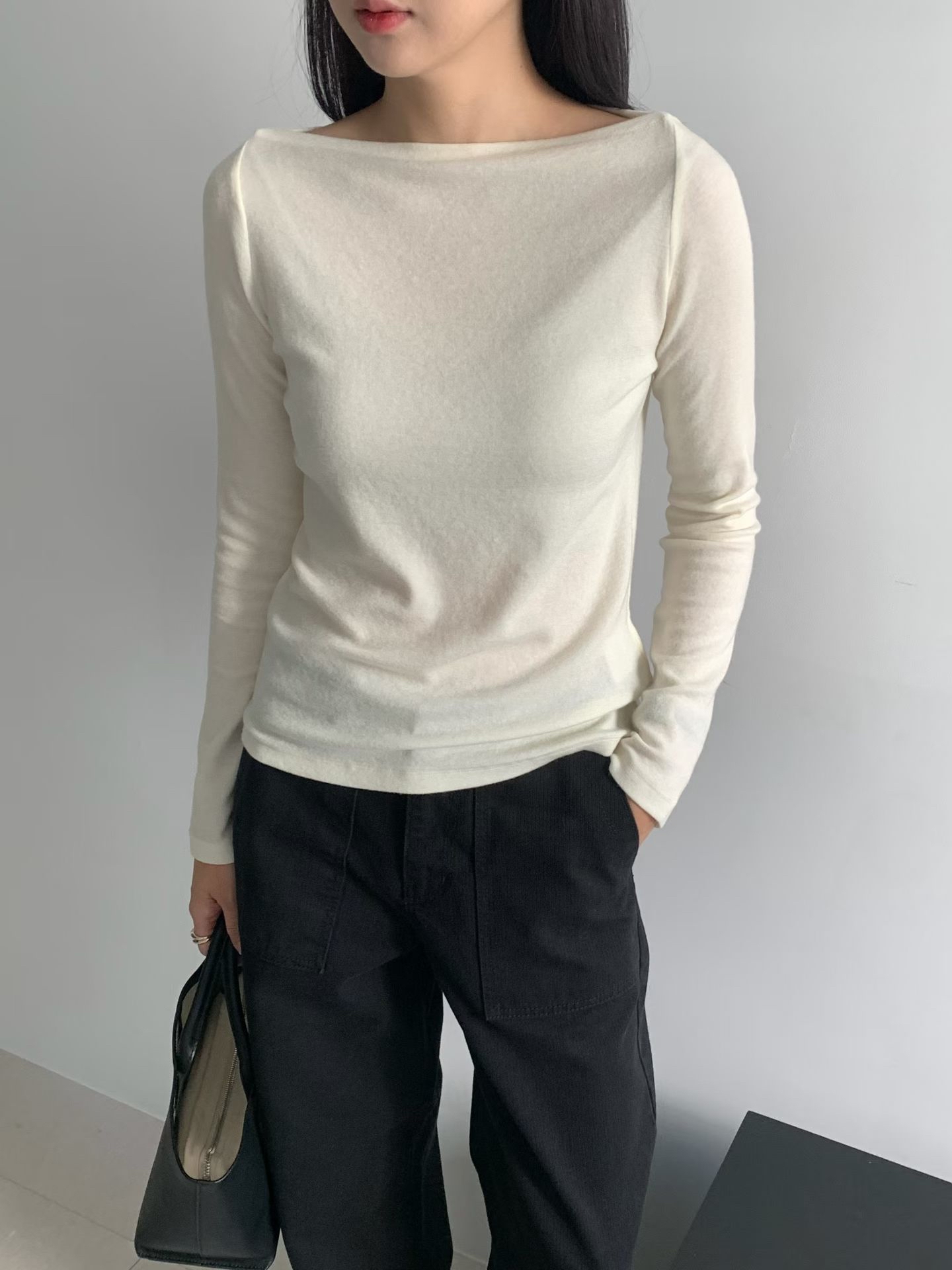 Boatneck wool basic tee 