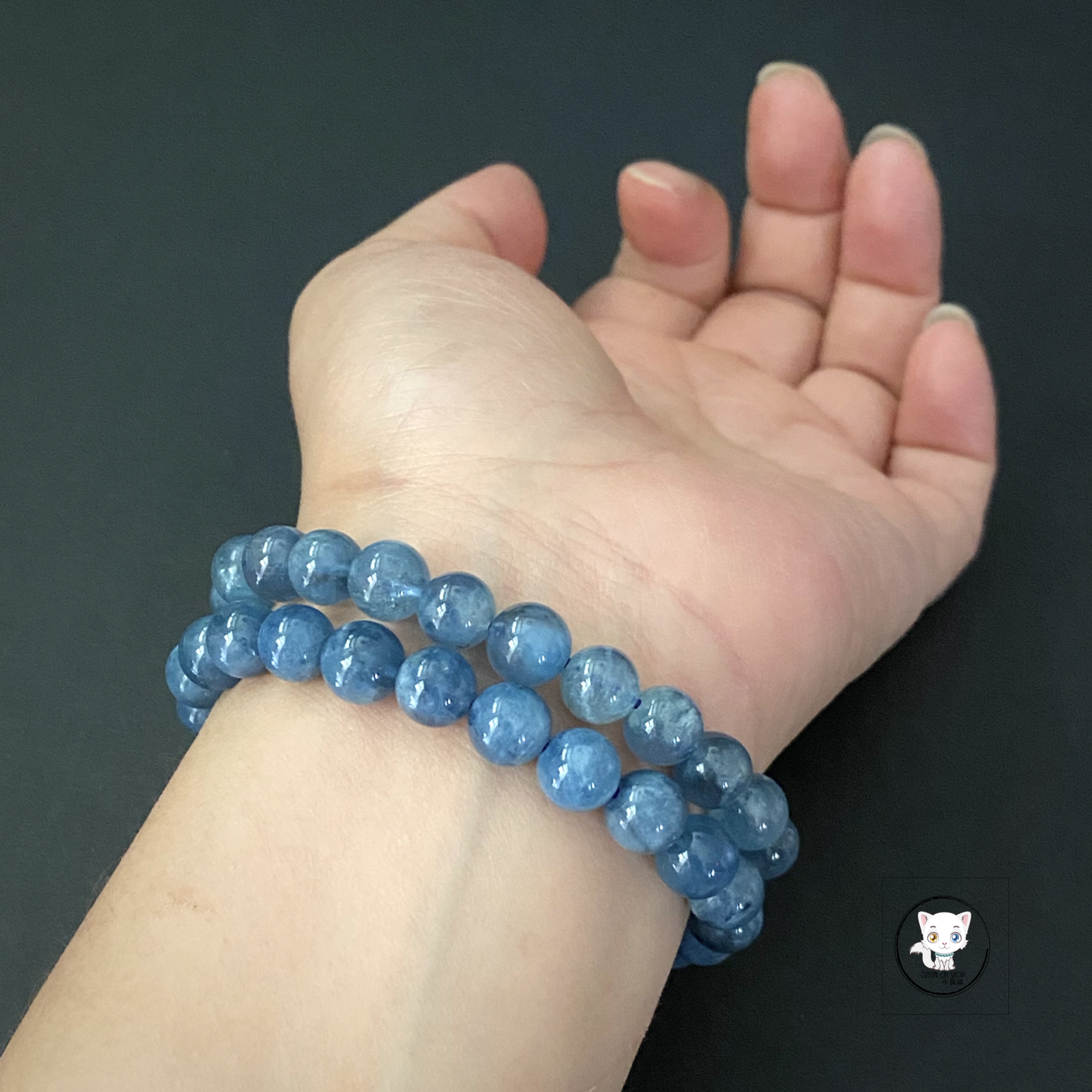 精品魔鬼海藍寶手鏈 8mm
