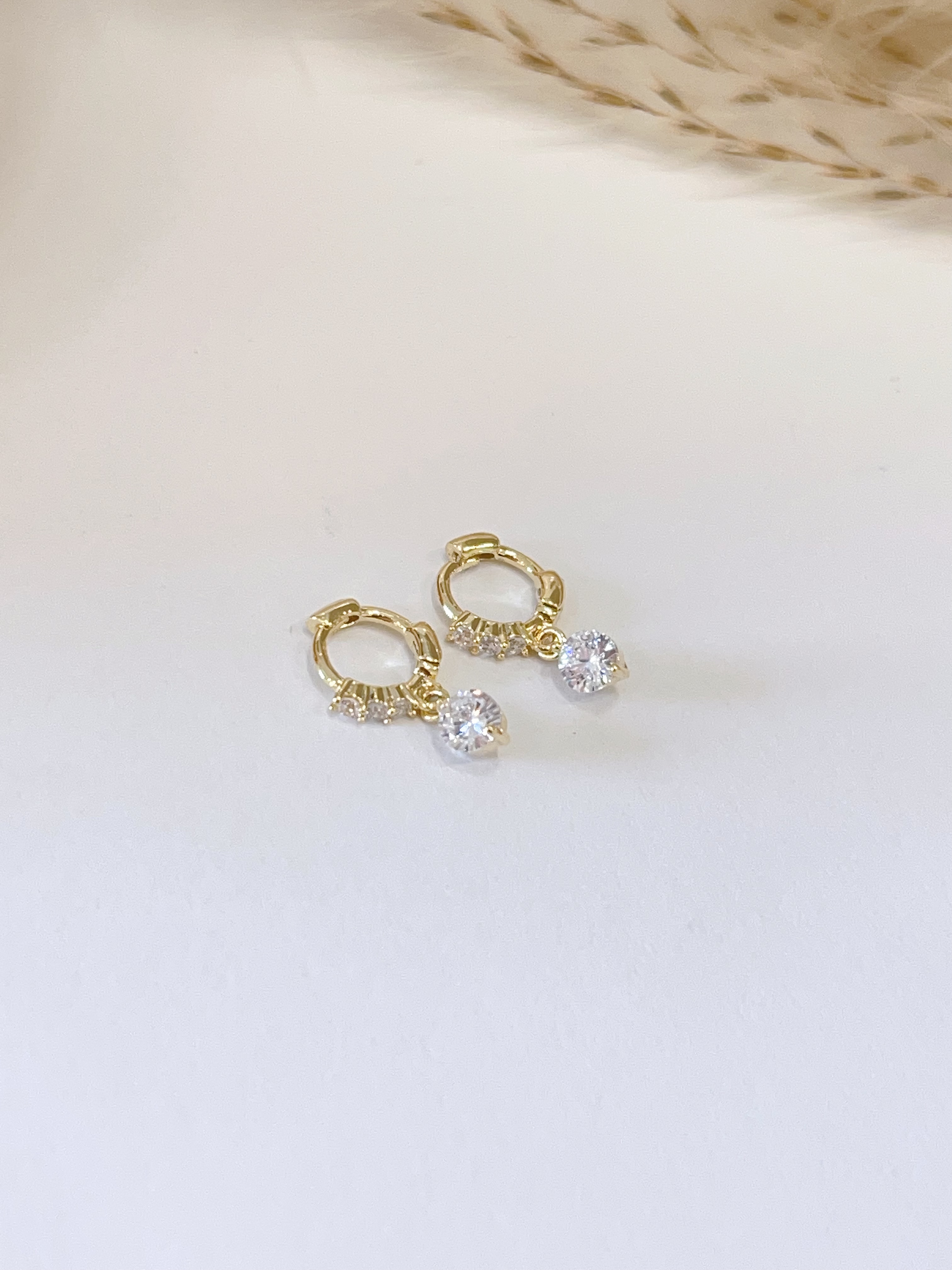 简约钻石耳坠耳扣耳环