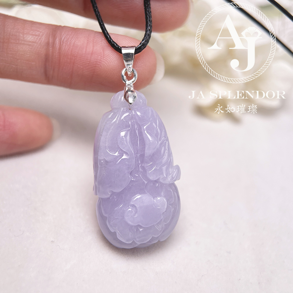 JN-1615 天然翡翠A 冰潤紫羅蘭生意興隆/財源滾滾/生菜吊墜
