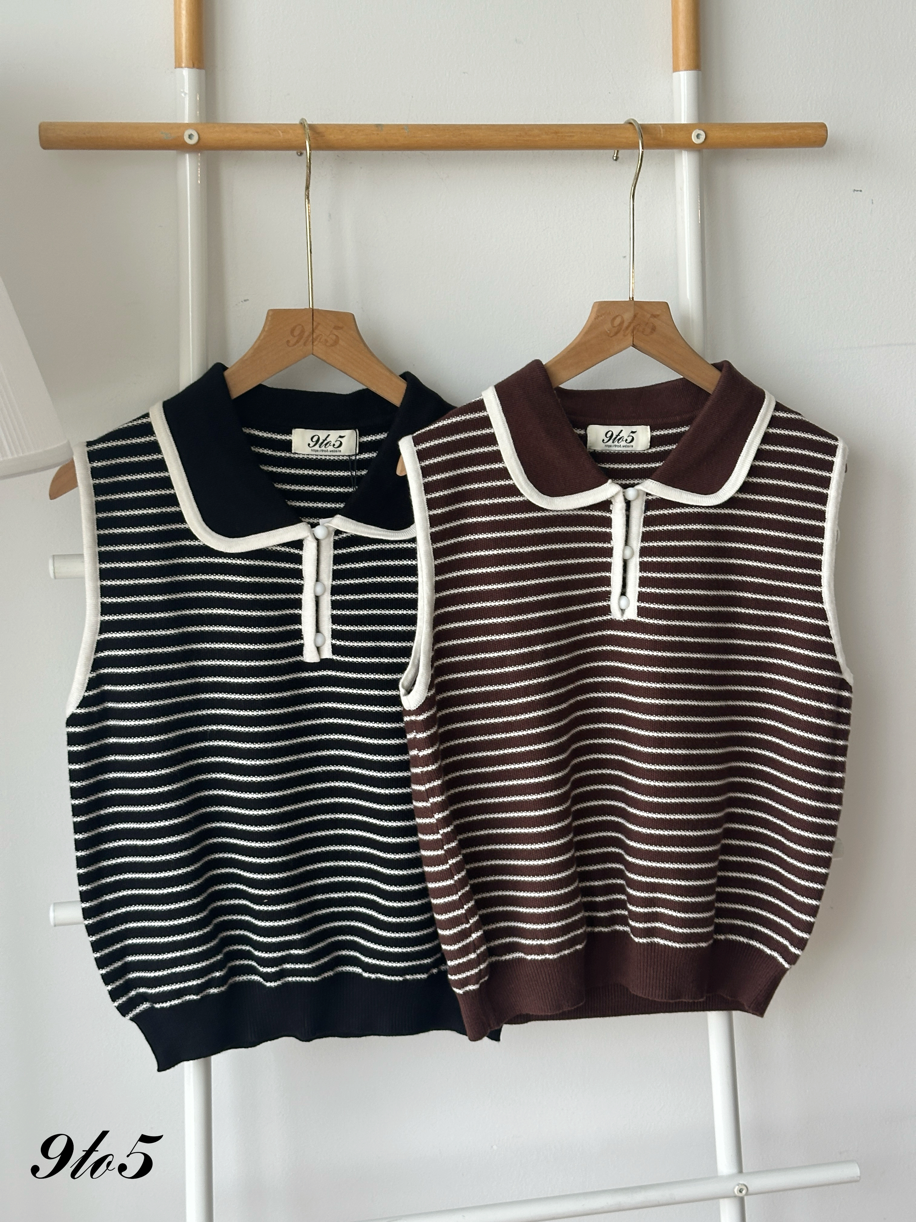 T4282 Sleeveless Stripe Knit Top - 3 Colors 