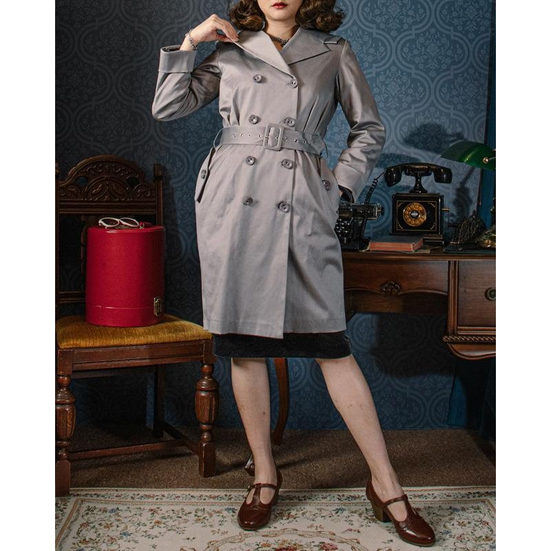 （SOLD OUT）1960s MAD Man Secretary Double-Breasted Dress Coat - Grey(FM085)
