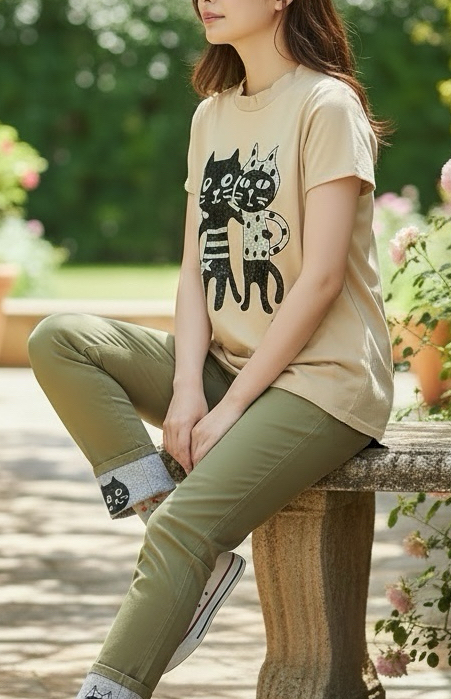 Catsfriends Button Tee