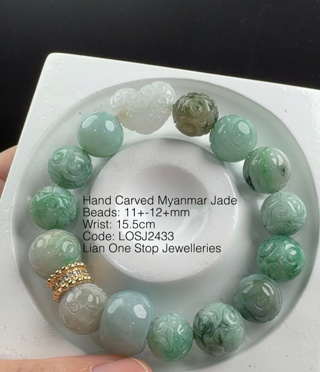 Code: LOSJ2433 Hand Carved Myanmar Jade  