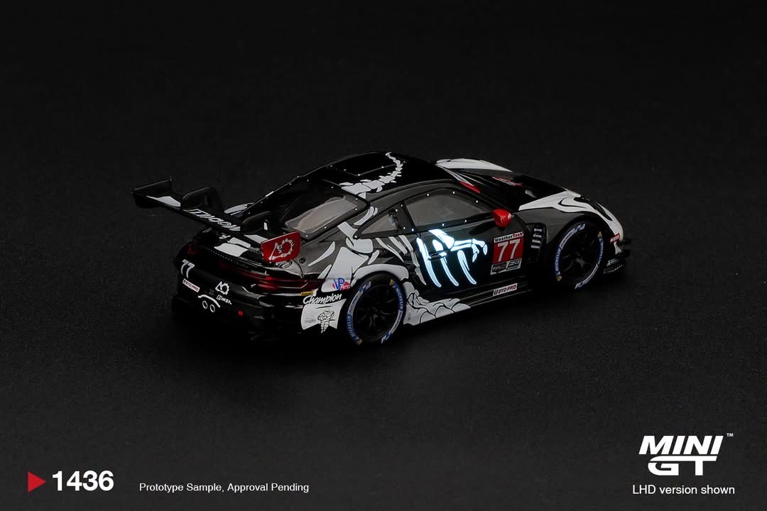 （預訂 Pre Order) Mini GT (MGT01436-L) Porsche 911 GT3 R (992) #77 AO Racing "Skeleton Rexy" 2026 IMSA Petit Le Mans