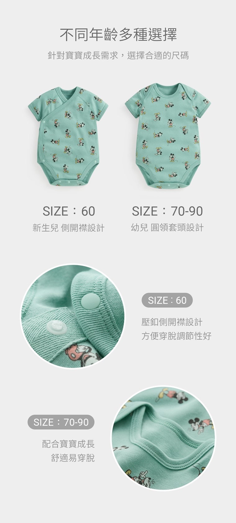 💚預訂 台灣直送💚Disney系列六色人物印花純棉短袖包屁衣