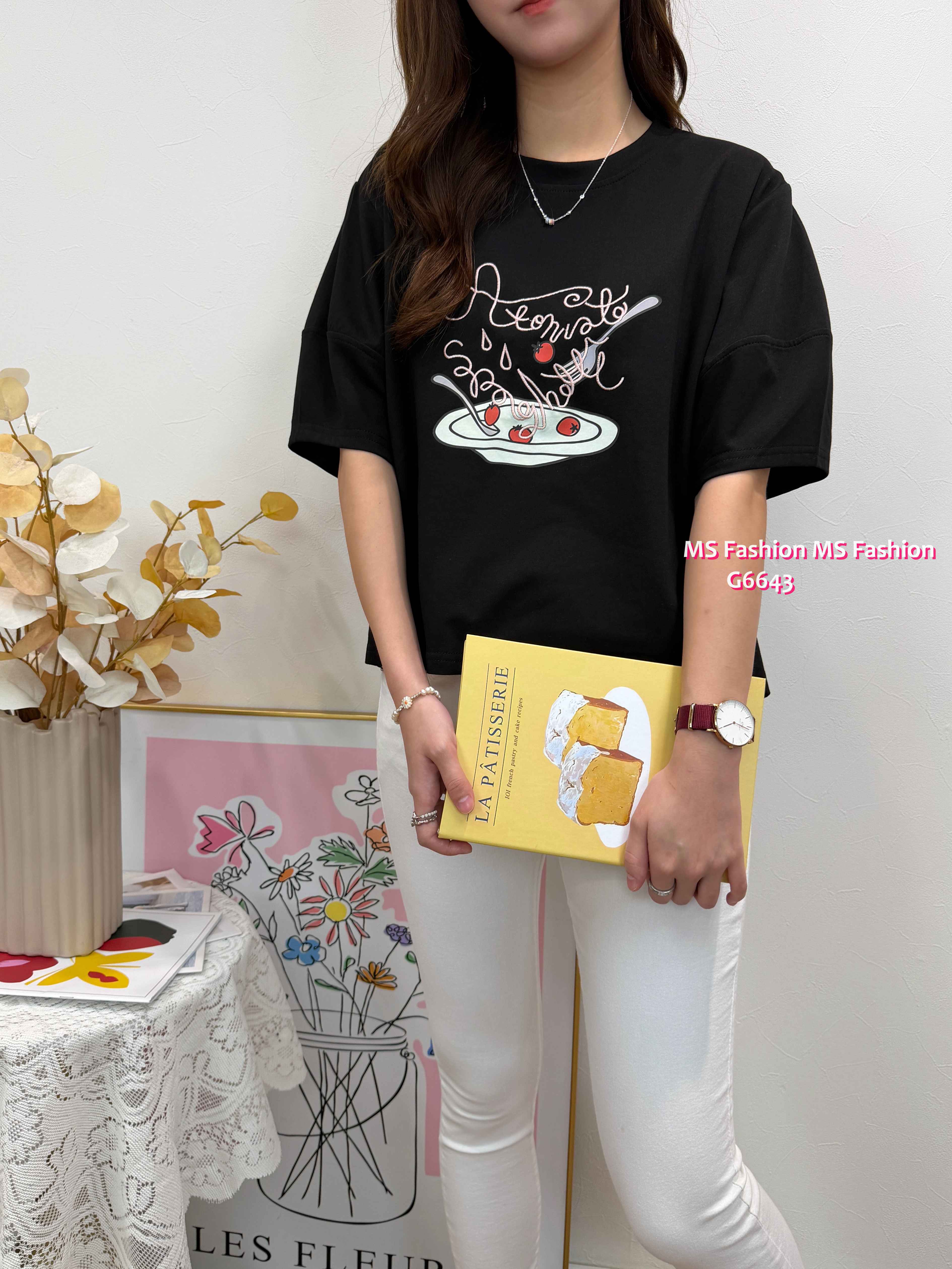 G6643 靚print泡泡袖top