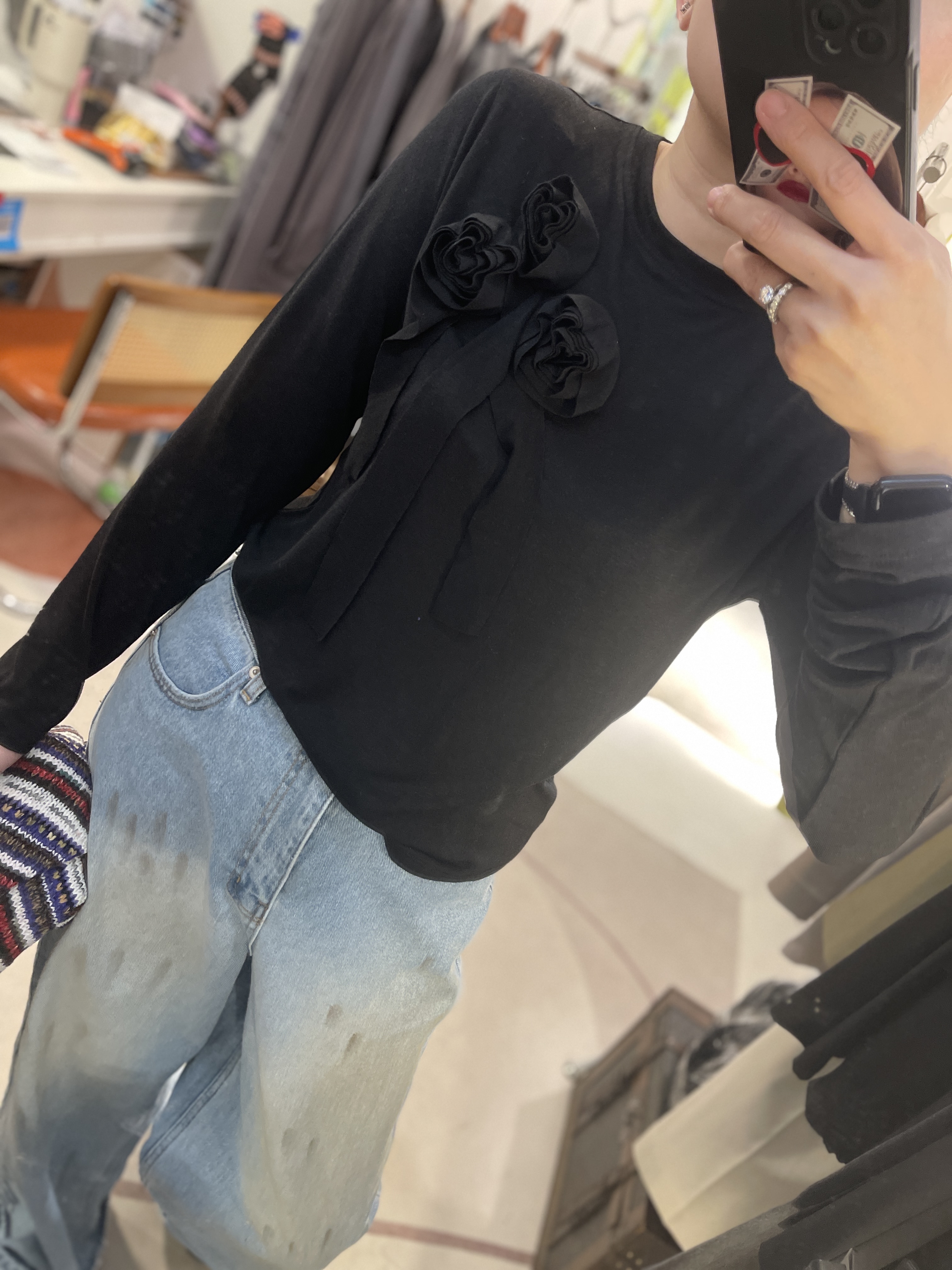 Black rose cotton tee