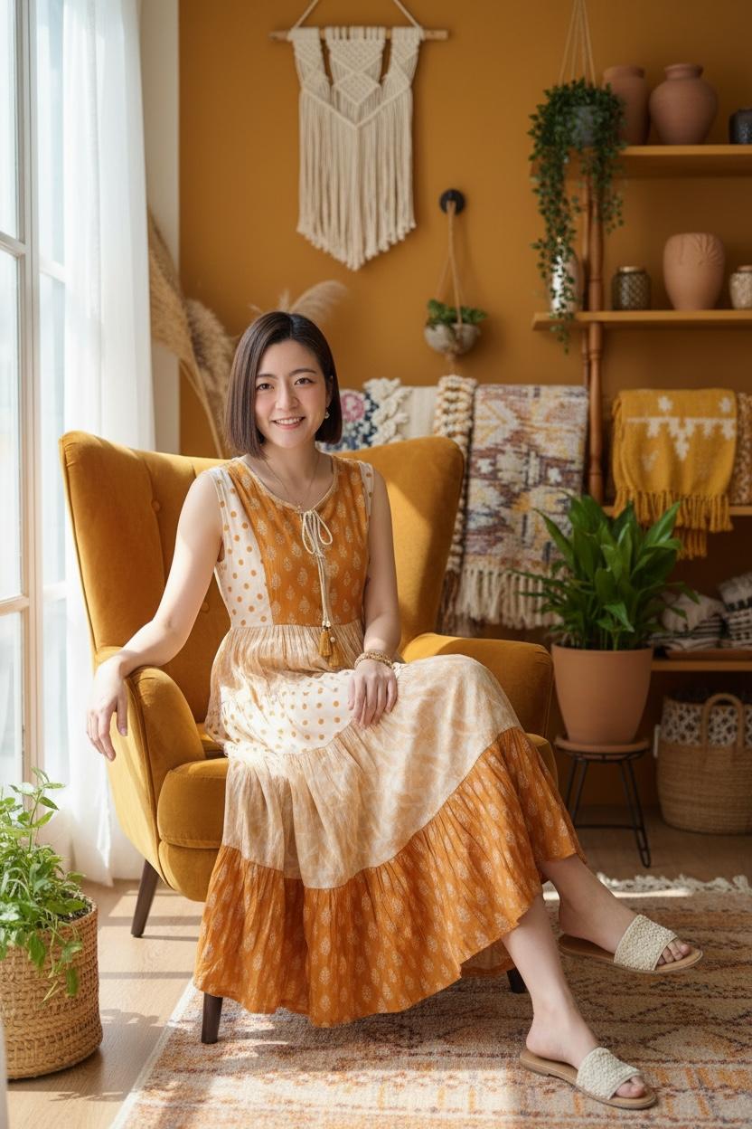 Ginger Yellow Cake 4-layer Sleeveless OP 45" #1453