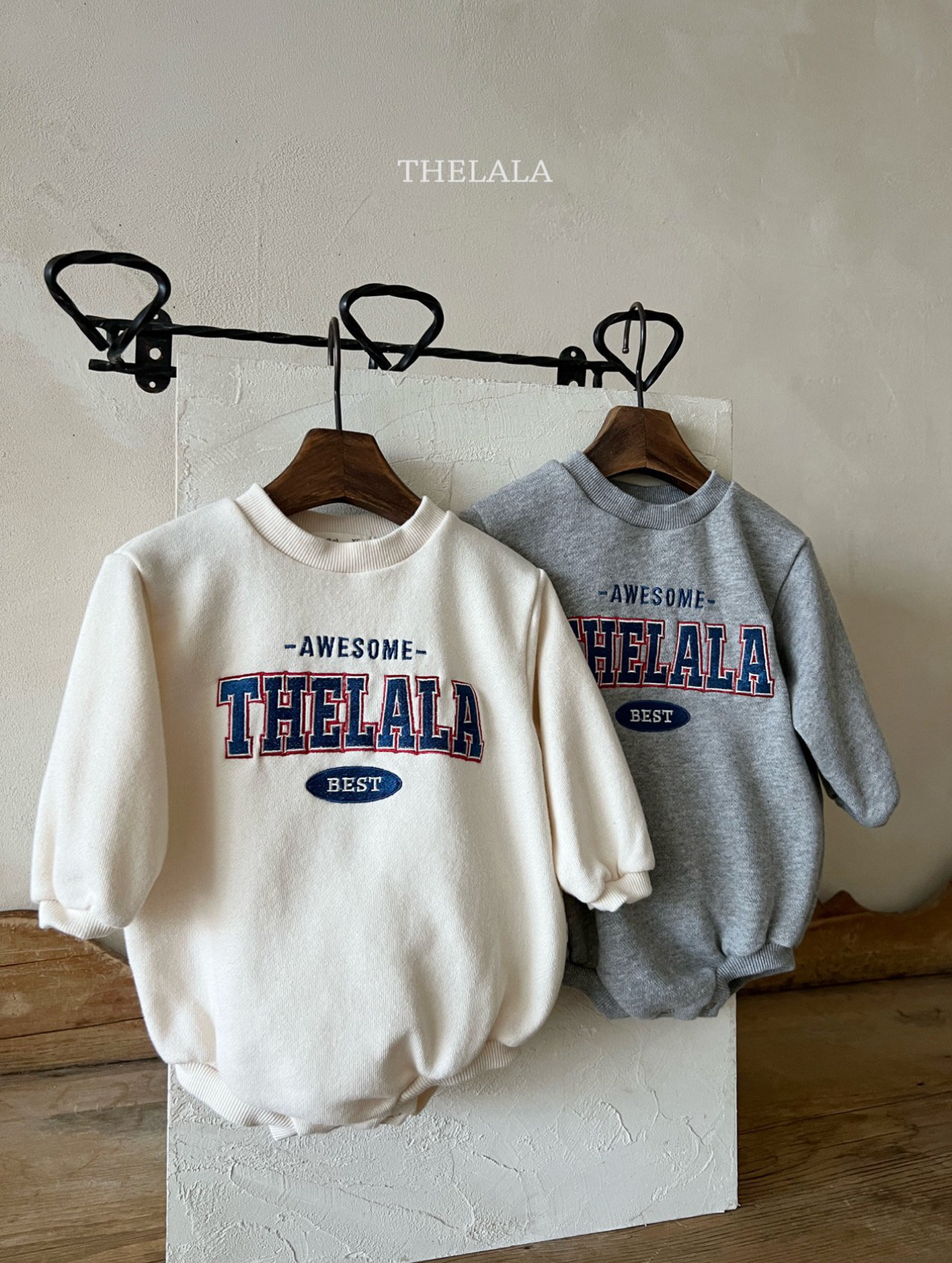 🌸預訂 韓國直送🌸🇰🇷THELALA兩色親子款標誌刺繡貼花長袖包屁衣