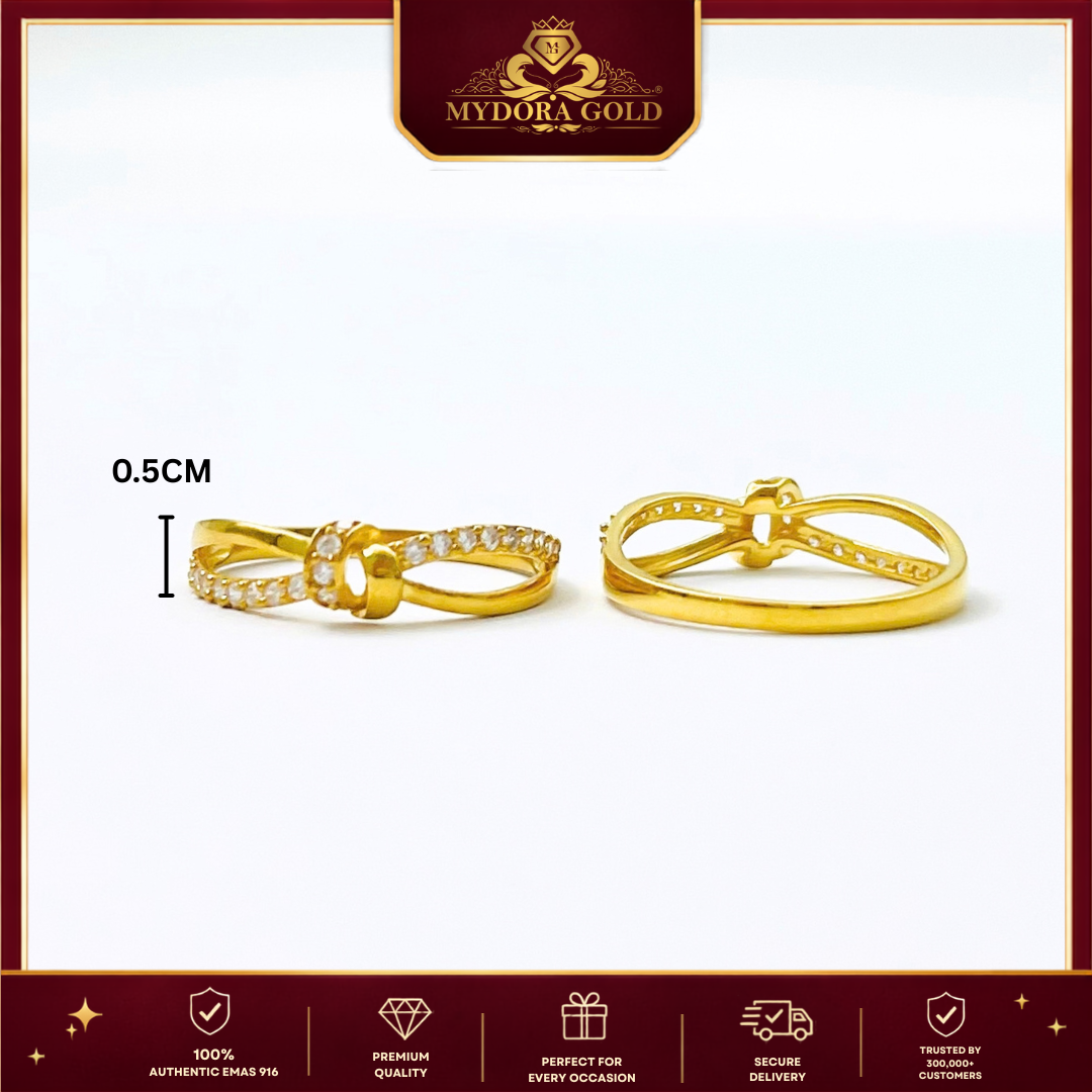 MYDORA Cincin Batu CZ Spinner Knot l EMAS 916/22K