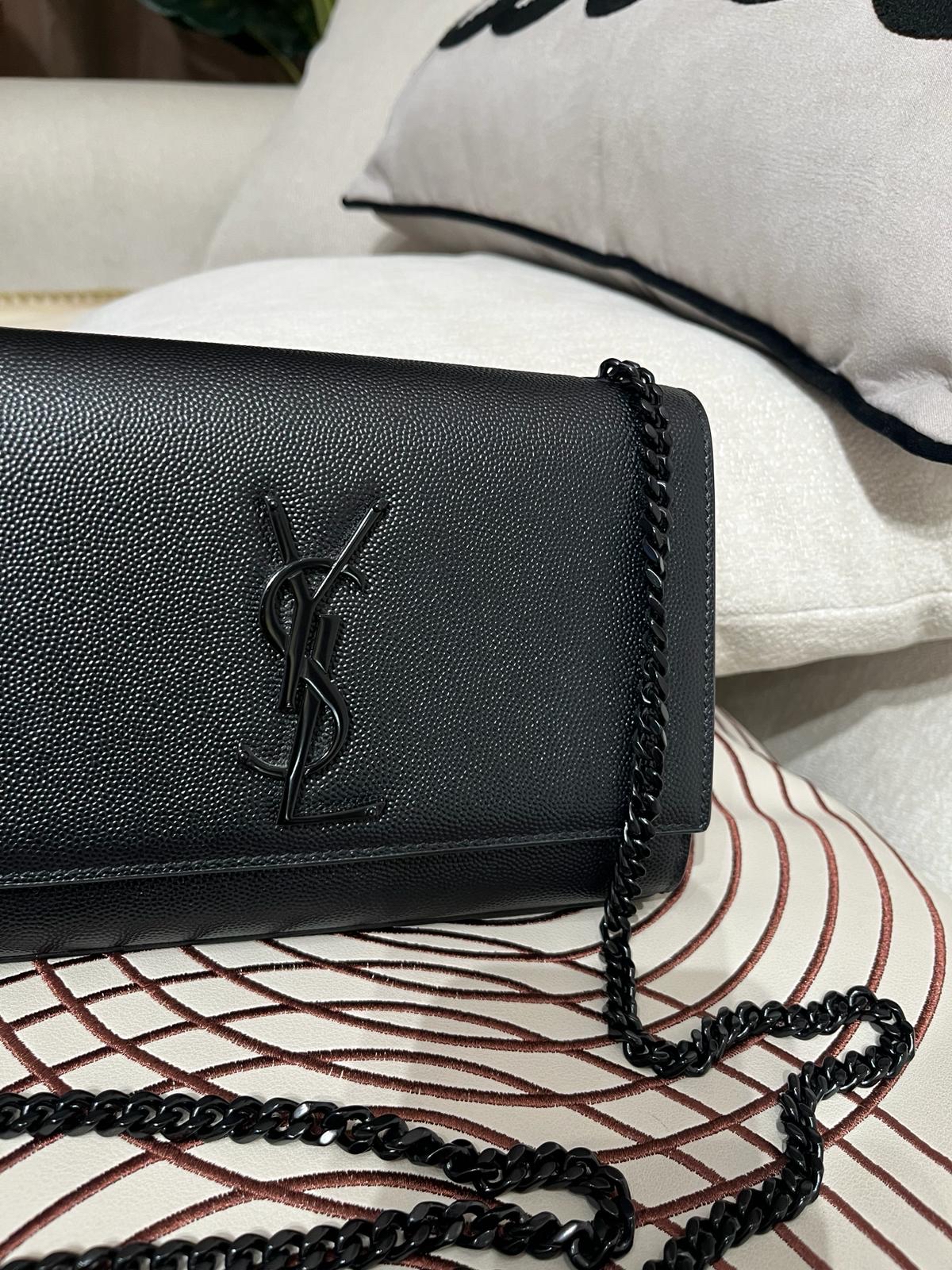 SAINT LAURENT Kate small  Black Caviar flap so black 20cm YSL FLAP 100%Authentic, 99%new  ✅Certificate ✅dust bag 
