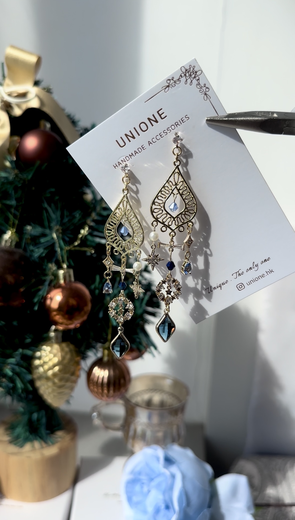 雪之藍水滴耳環❄️