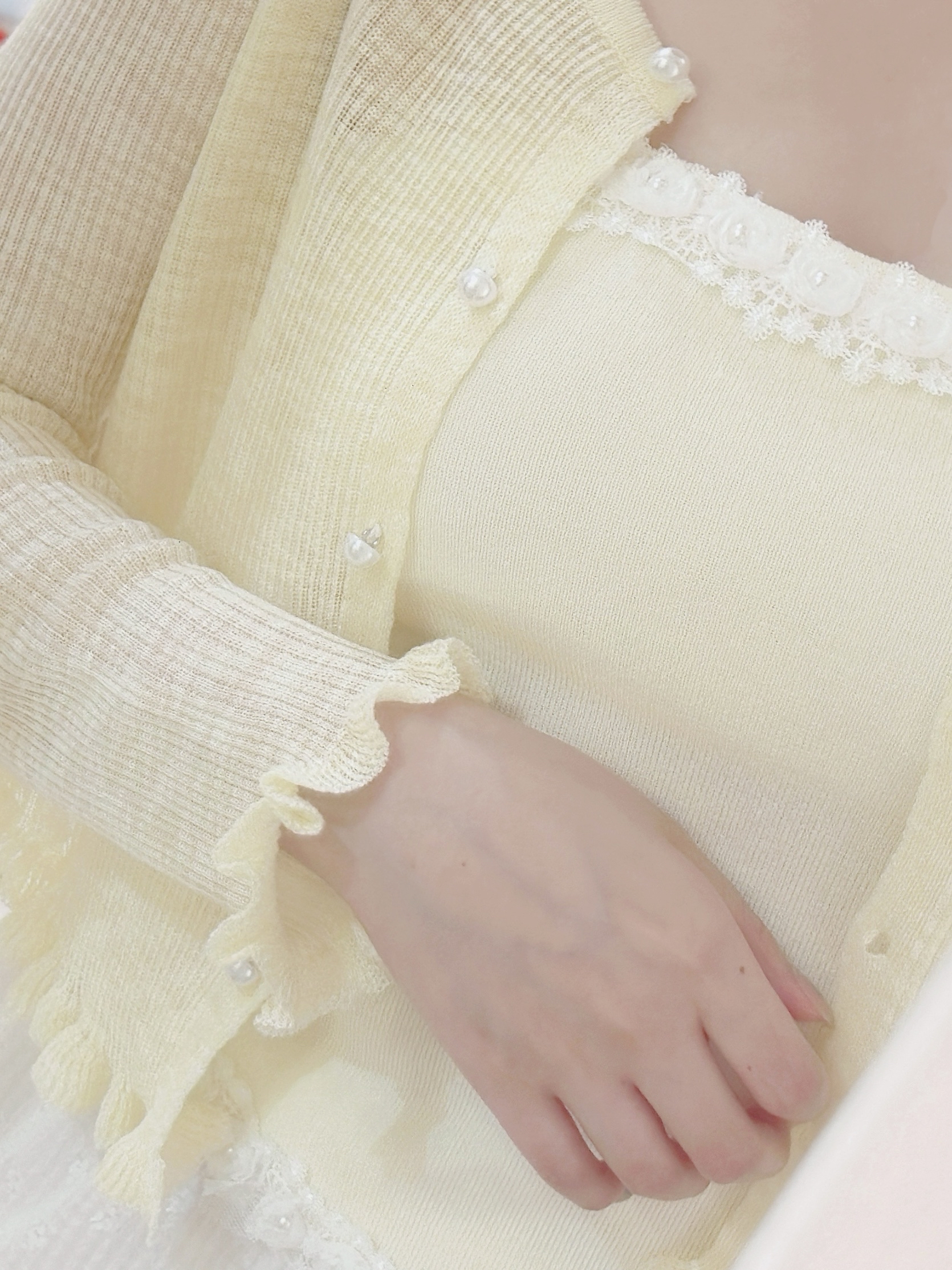 Delicate Rose Lace Bra Top & Cardigan Set