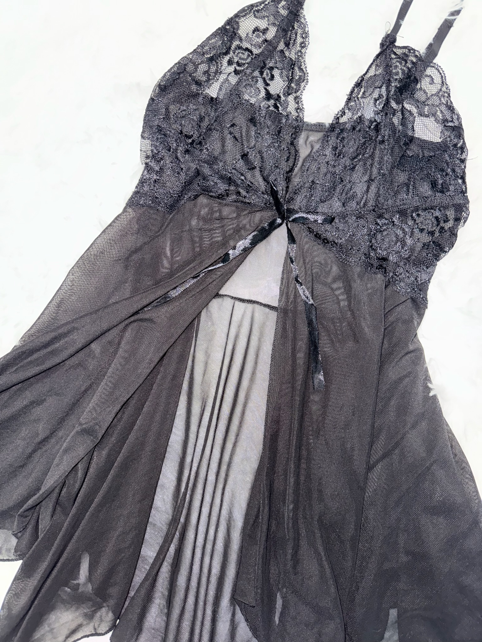 Lace Sheer Pixie Hem Nightgown