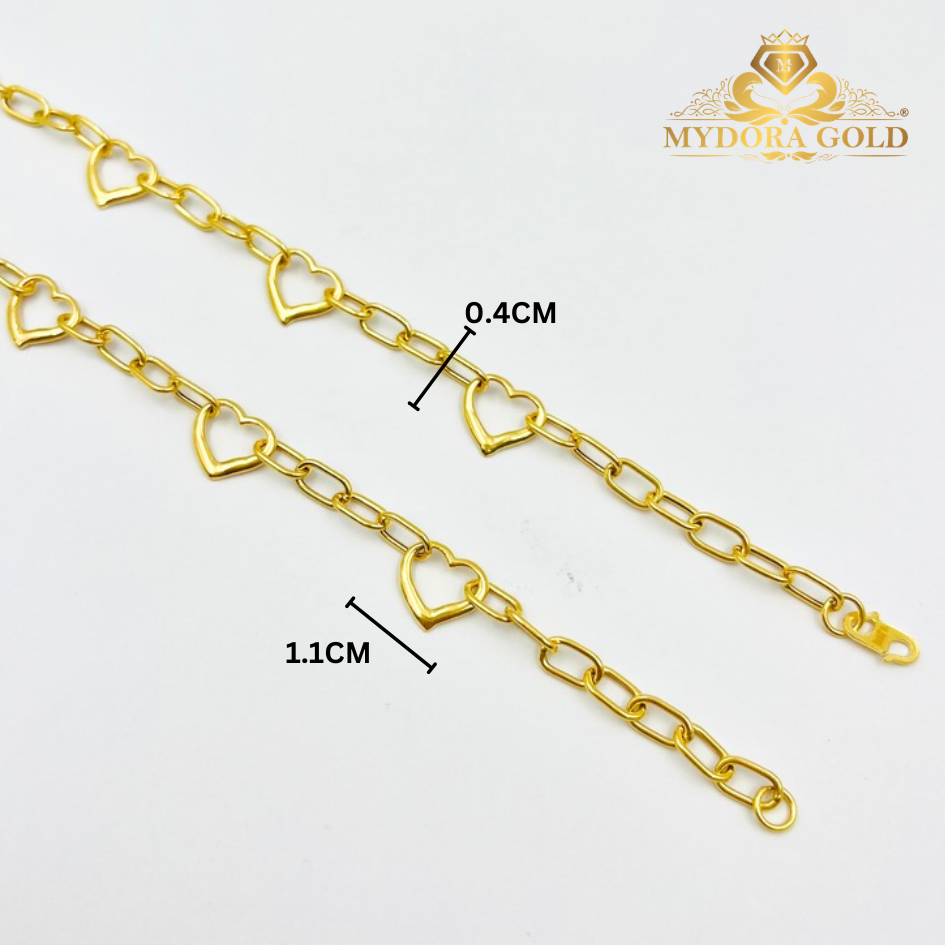 MYDORA Rantai Tangan Mini Paper Clip Mad love | Emas 916/22k