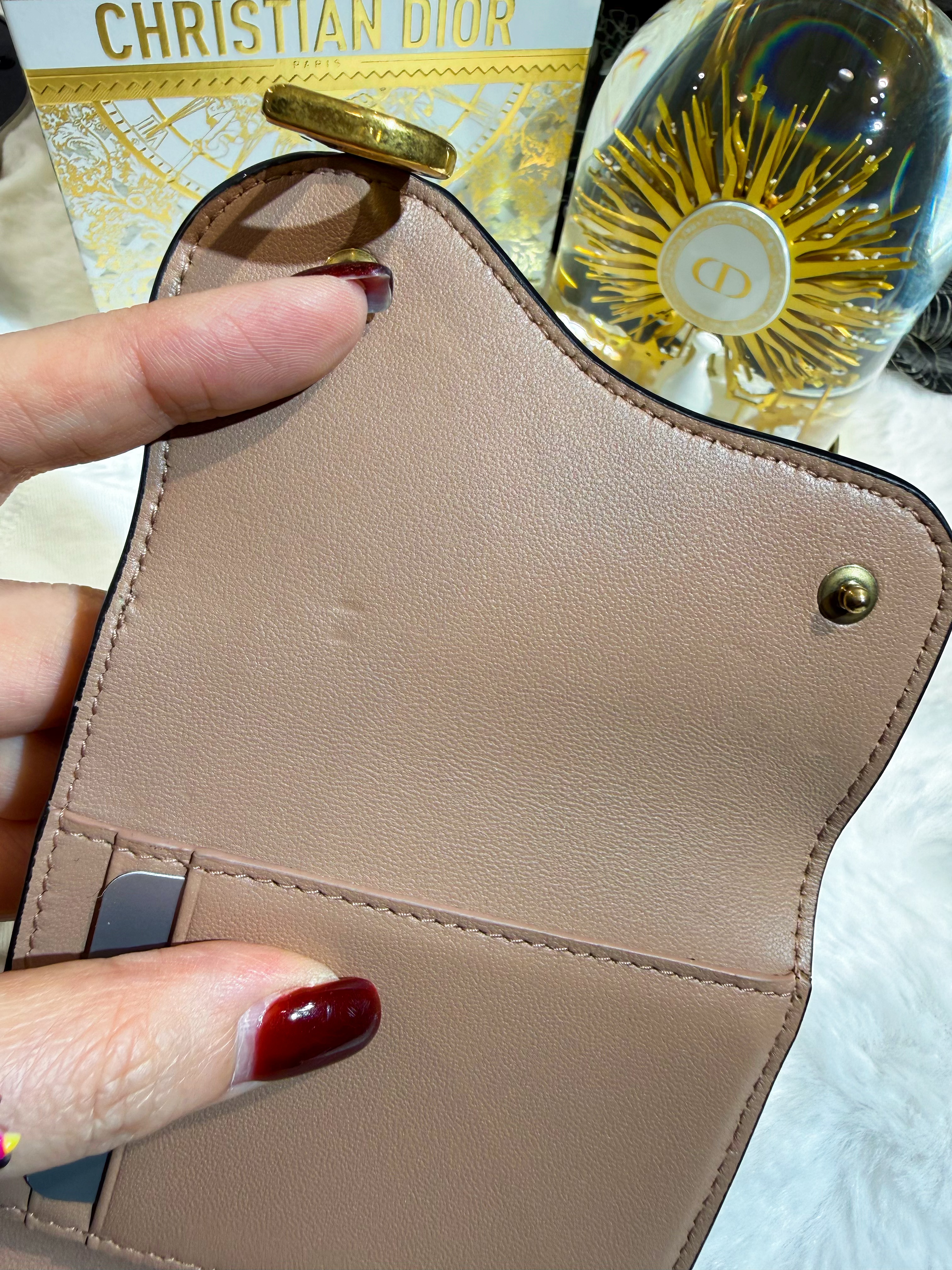 Dior saddle lotus wallet pink