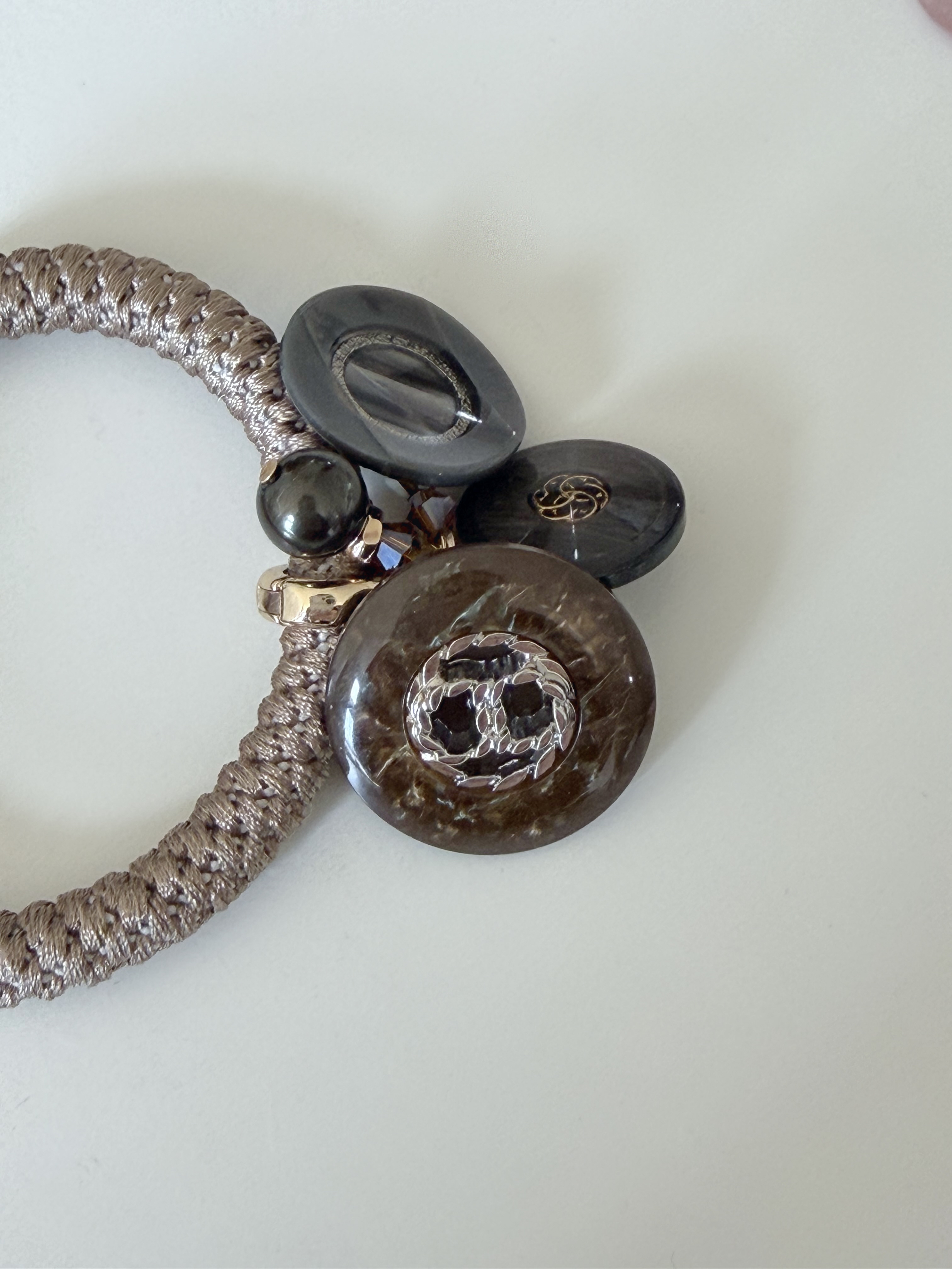 日本復古鈕扣綁髮橡筋/1