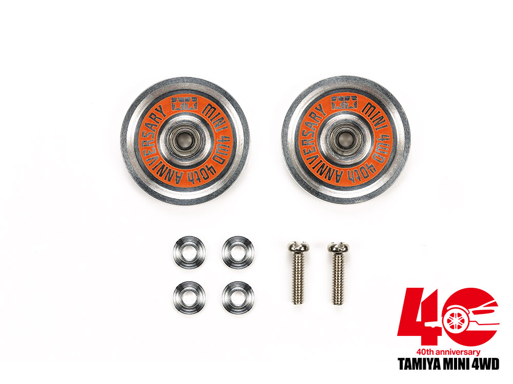 MINI 4WD 40th ANNIVERSARY HG 19mm ALUMINUM BALL-RACE ROLLERS (RINGLESS)
