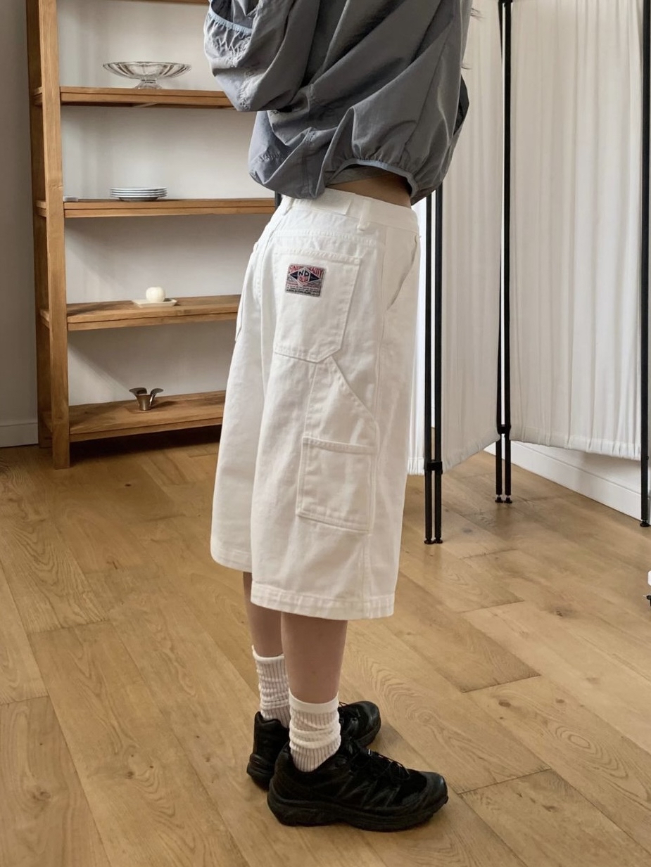 Washed Cargo Denim Bermuda Shorts