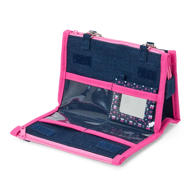 日本版Sanrio牛仔布手提化妝袋 內附有小鏡