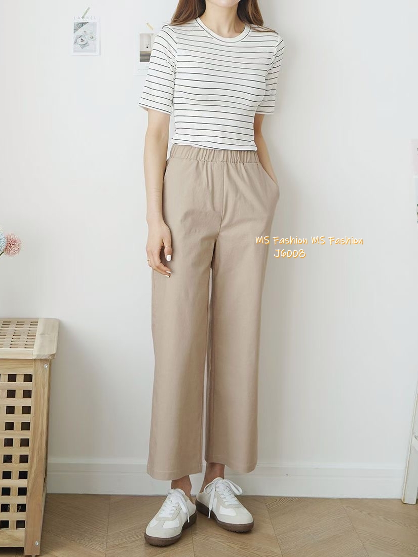J6008 韓國🇰🇷棉麻直筒褲