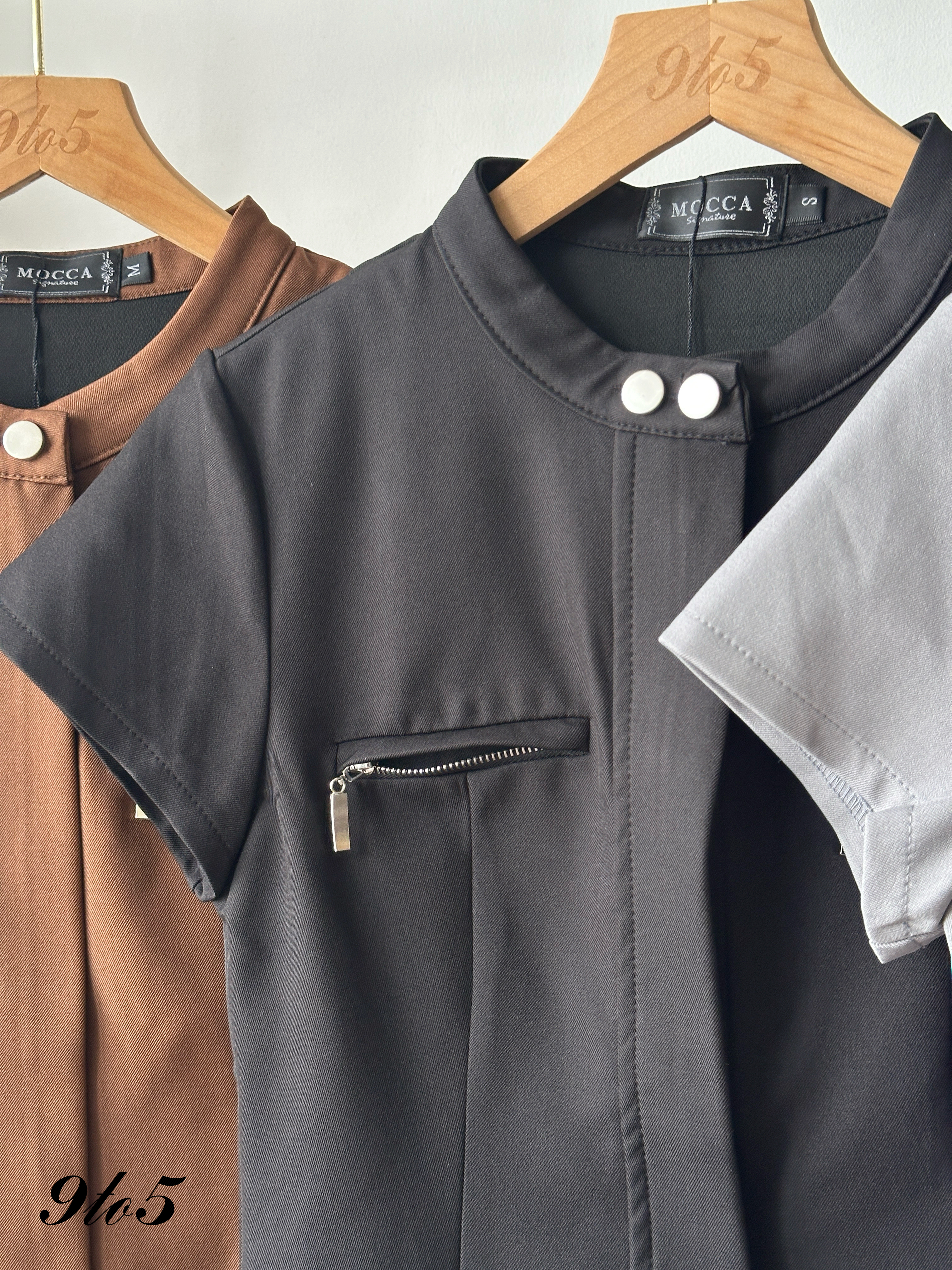 D2362 Short Sleeve Zipped Dress - 3 Colors 