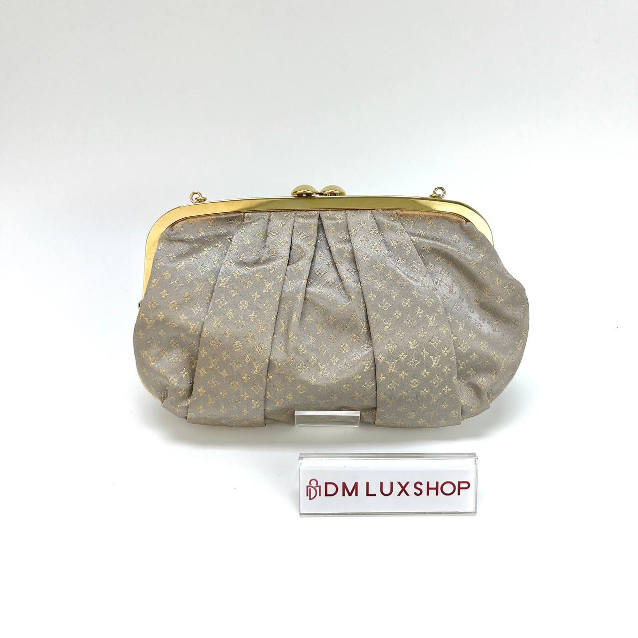  LV Monogram Satin Aumoniere Evening Clutch GHW