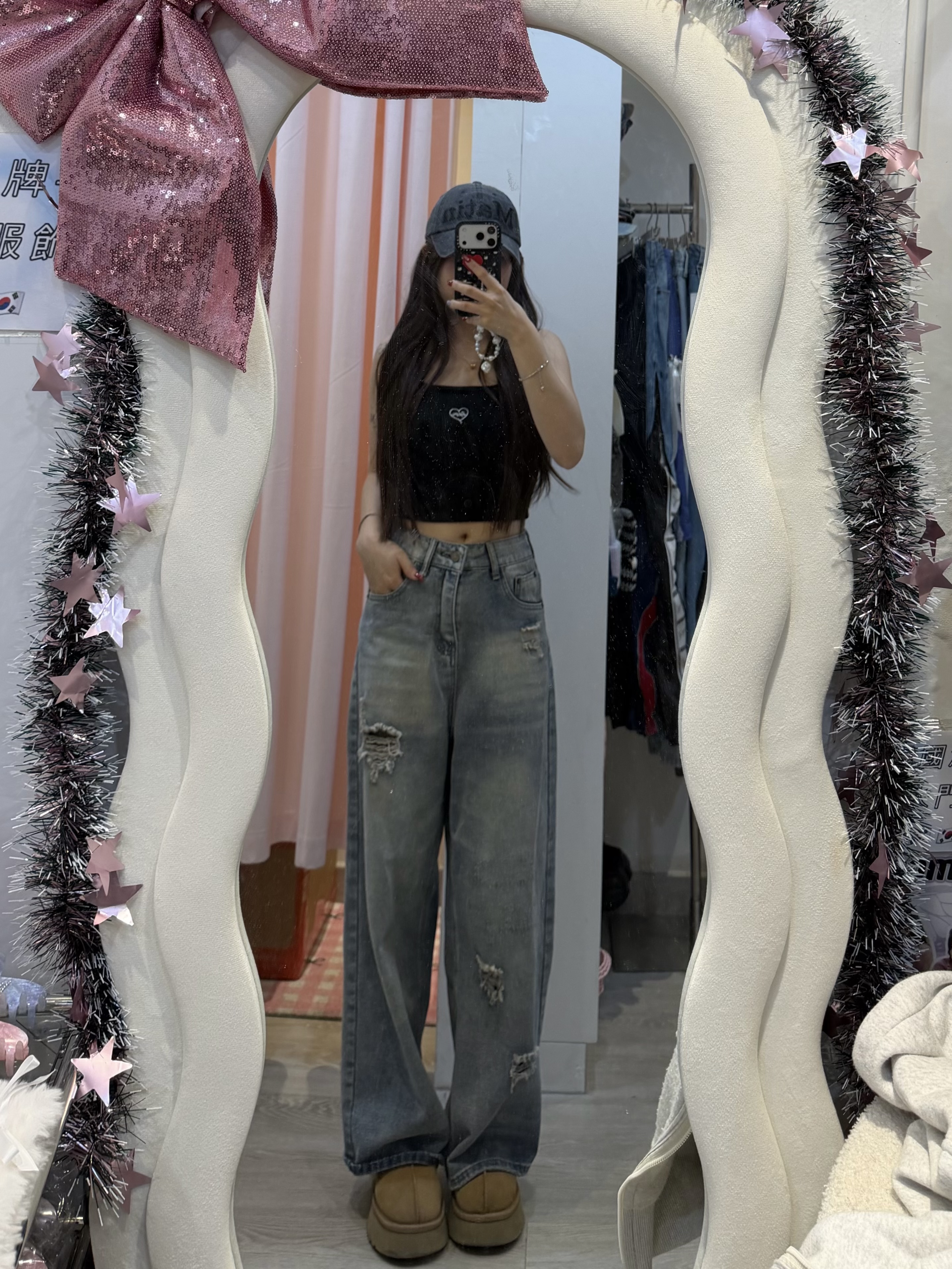 Bbk店主自留款寬鬆破洞直筒長褲