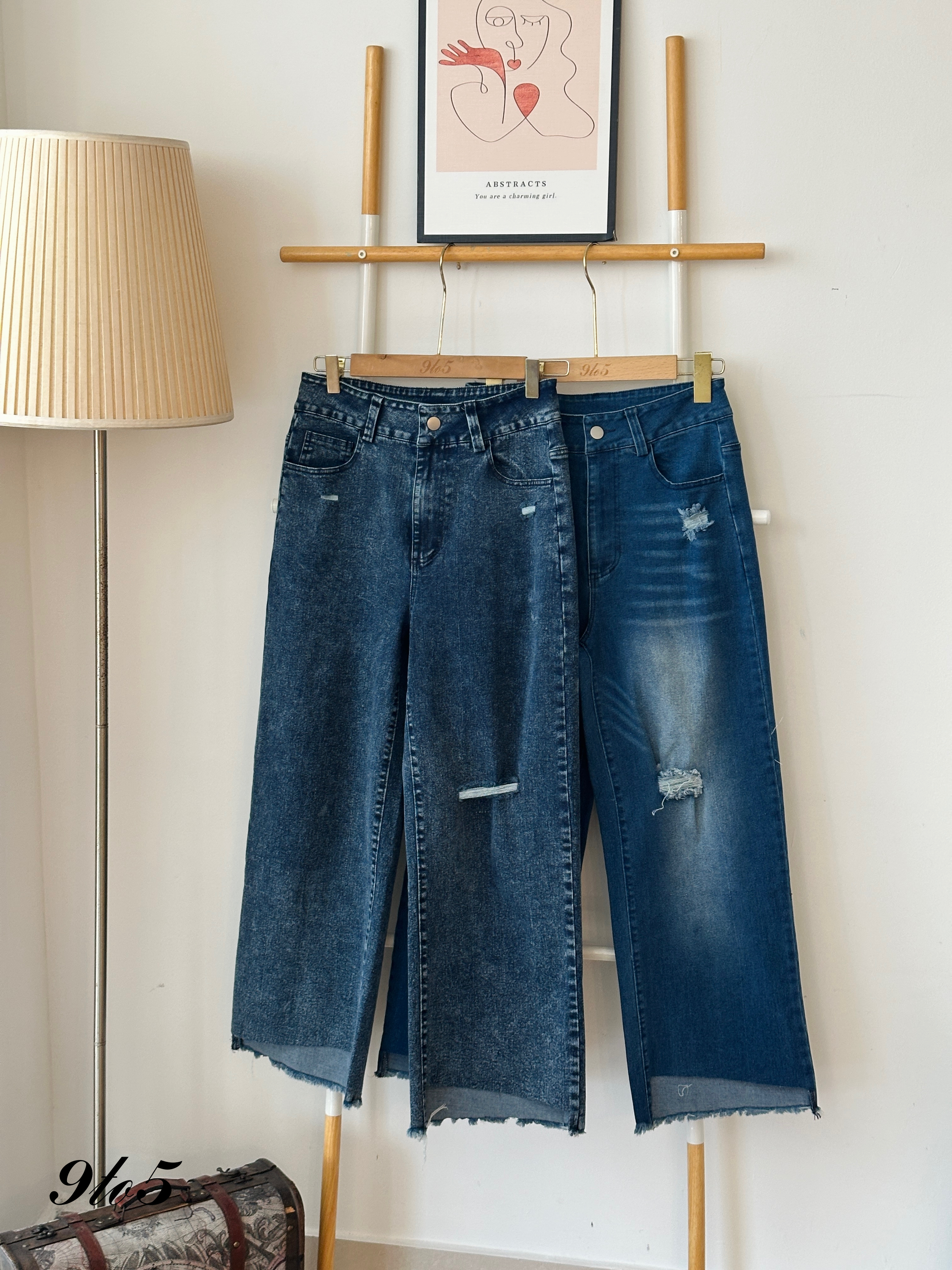 S1781 Denim Long Pants - Blue & Dark Blue