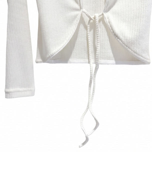 MuahMuah LACE CONTRAST  STRING KNIT CARDIGAN