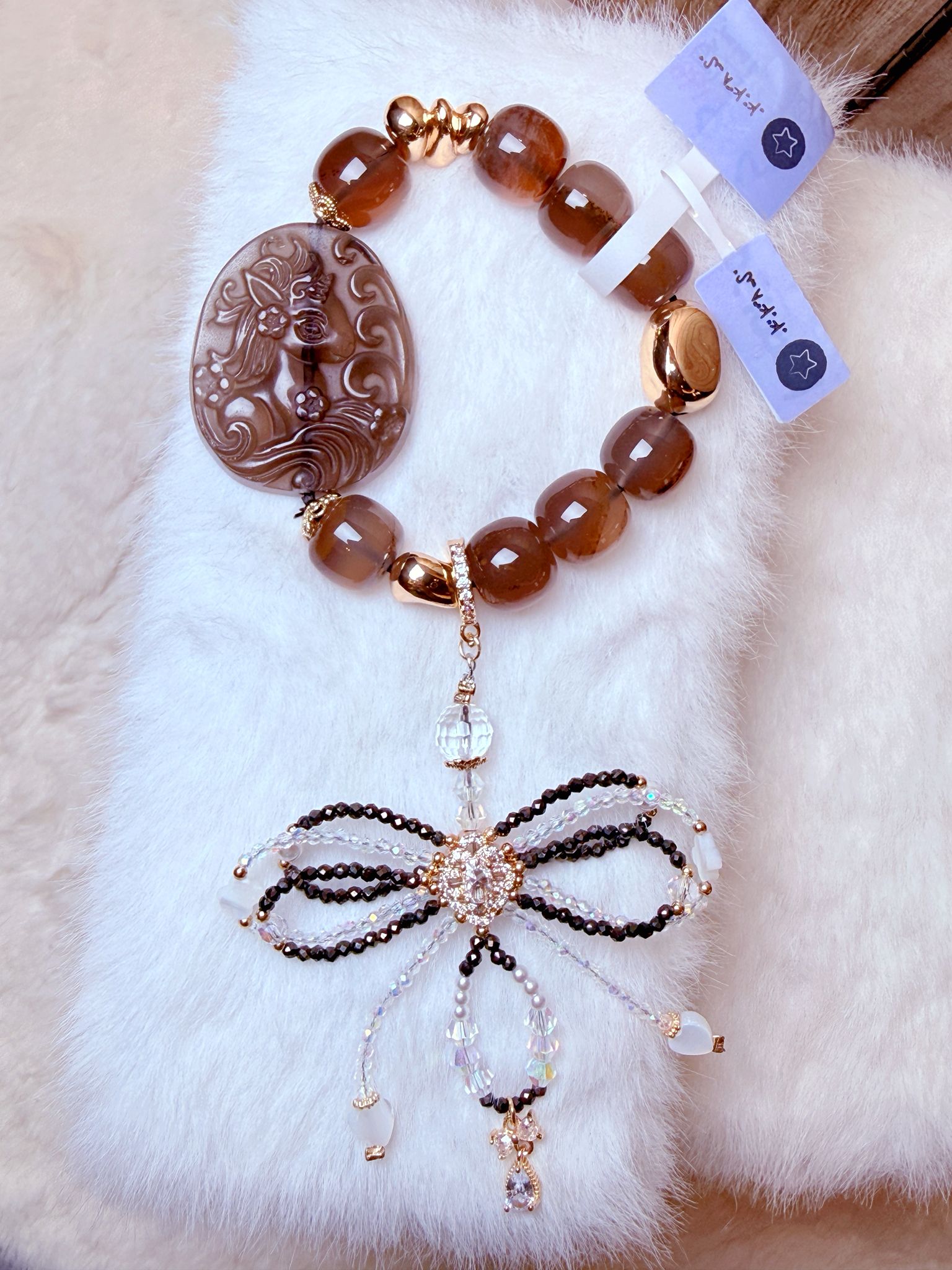 K00130 冰曜石 獨角獸 自家設計手鏈