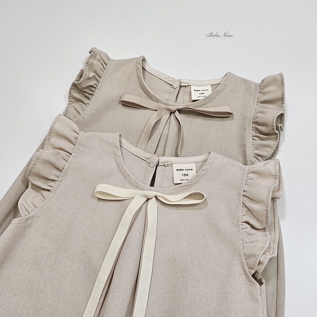 ☀️預訂 韓國直送☀️🇰🇷Bebenine兩色絲帶荷葉邊背心連身服